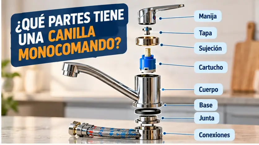 Partes de una canilla monocomando y función de sus principales piezas