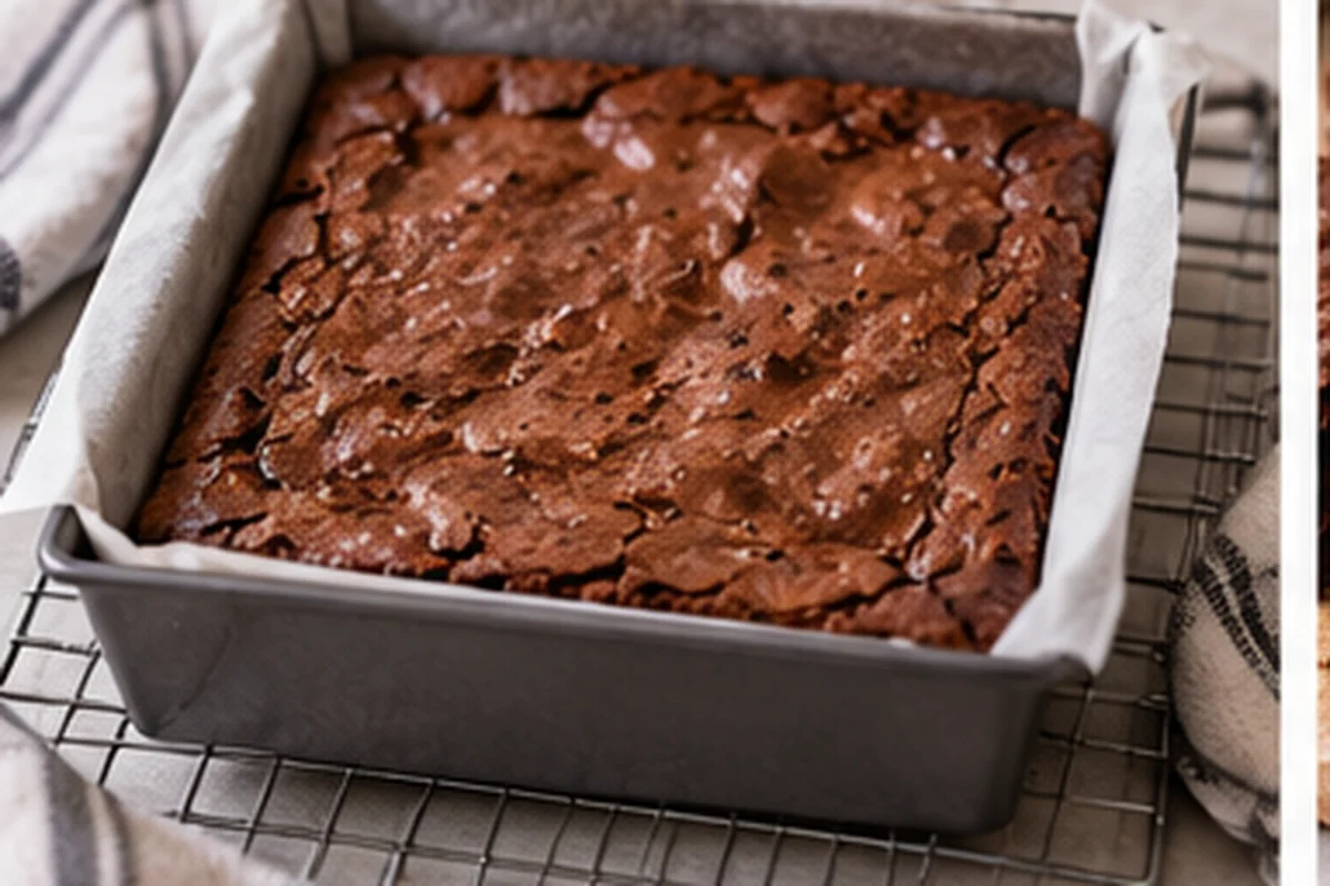 Brownie casero recién horneado