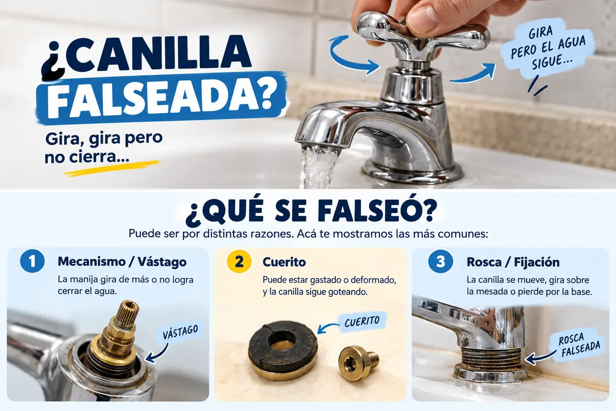 Canilla falseada que gira pero no cierra el agua