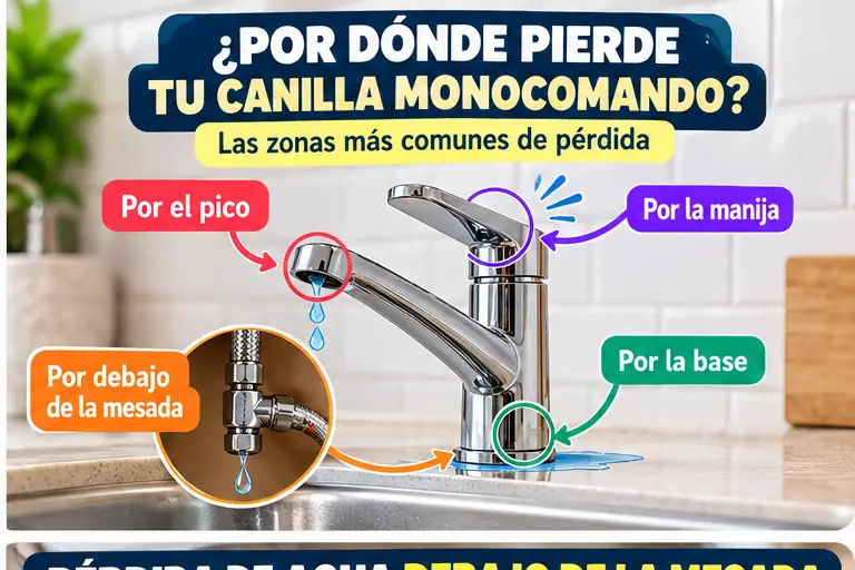 Zonas donde puede perder agua una canilla monocomando
