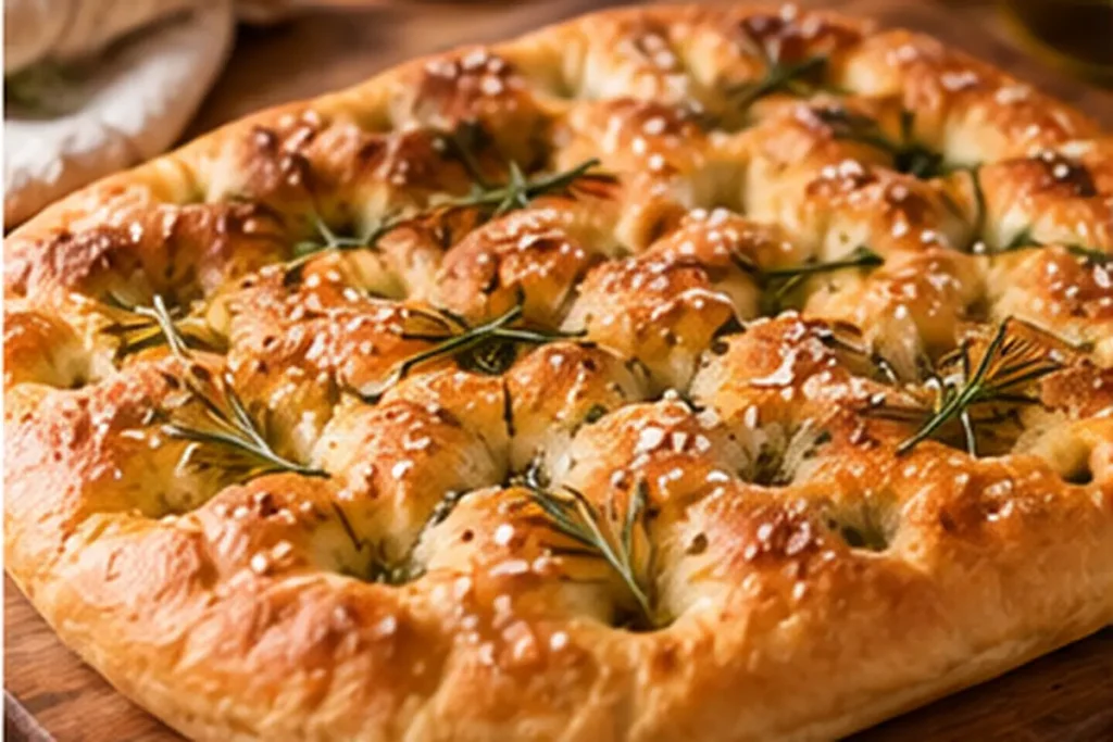 Focaccia receta fácil y esponjosa Focaccia casera recién horneada, dorada y con romero