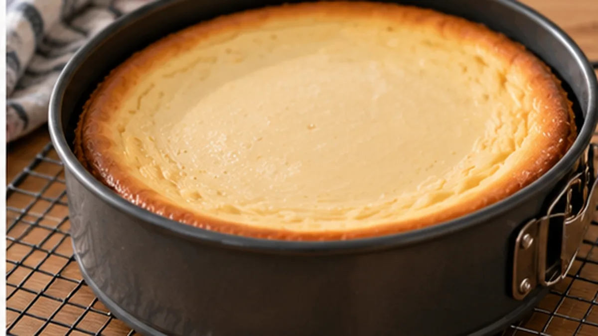 Cheesecake recién horneado en su punto justo