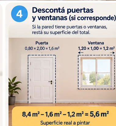 Cómo descontar puertas y ventanas de los metros cuadrados que vas a pintar