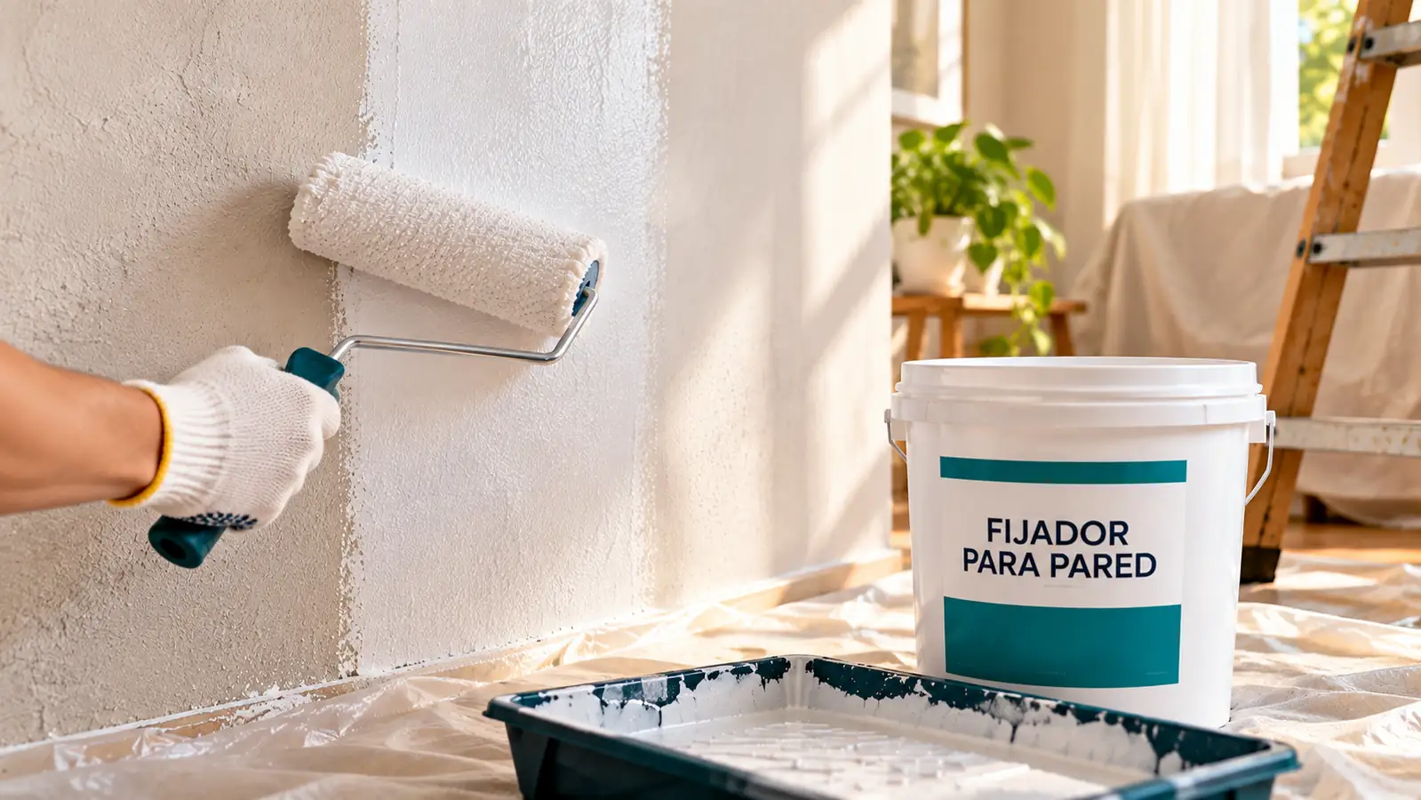 Pared absorbente antes de aplicar fijador para pintura